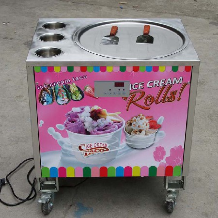 Kolice 50CM single pan with 3 tanks fried ice cream machine thai ice cream roll machine fry ice cream machine