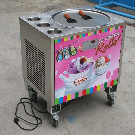 Kolice 50CM single pan with 3 tanks fried ice cream machine thai ice cream roll machine fry ice cream machine