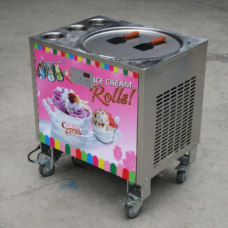 Kolice 50CM single pan with 3 tanks fried ice cream machine thai ice cream roll machine fry ice cream machine