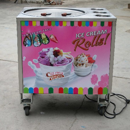 Kolice 50CM single pan with 3 tanks fried ice cream machine thai ice cream roll machine fry ice cream machine