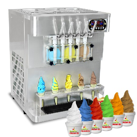 5 Nozzles flavor Table Top Soft Ice Cream Machine Frozen Yogurt Ice Cream Machine