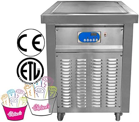 ETL certificated 21x21inches(52x52cm) single square ice pan Thai stir instant frozen yogurt fried fry roll ice cream machine
