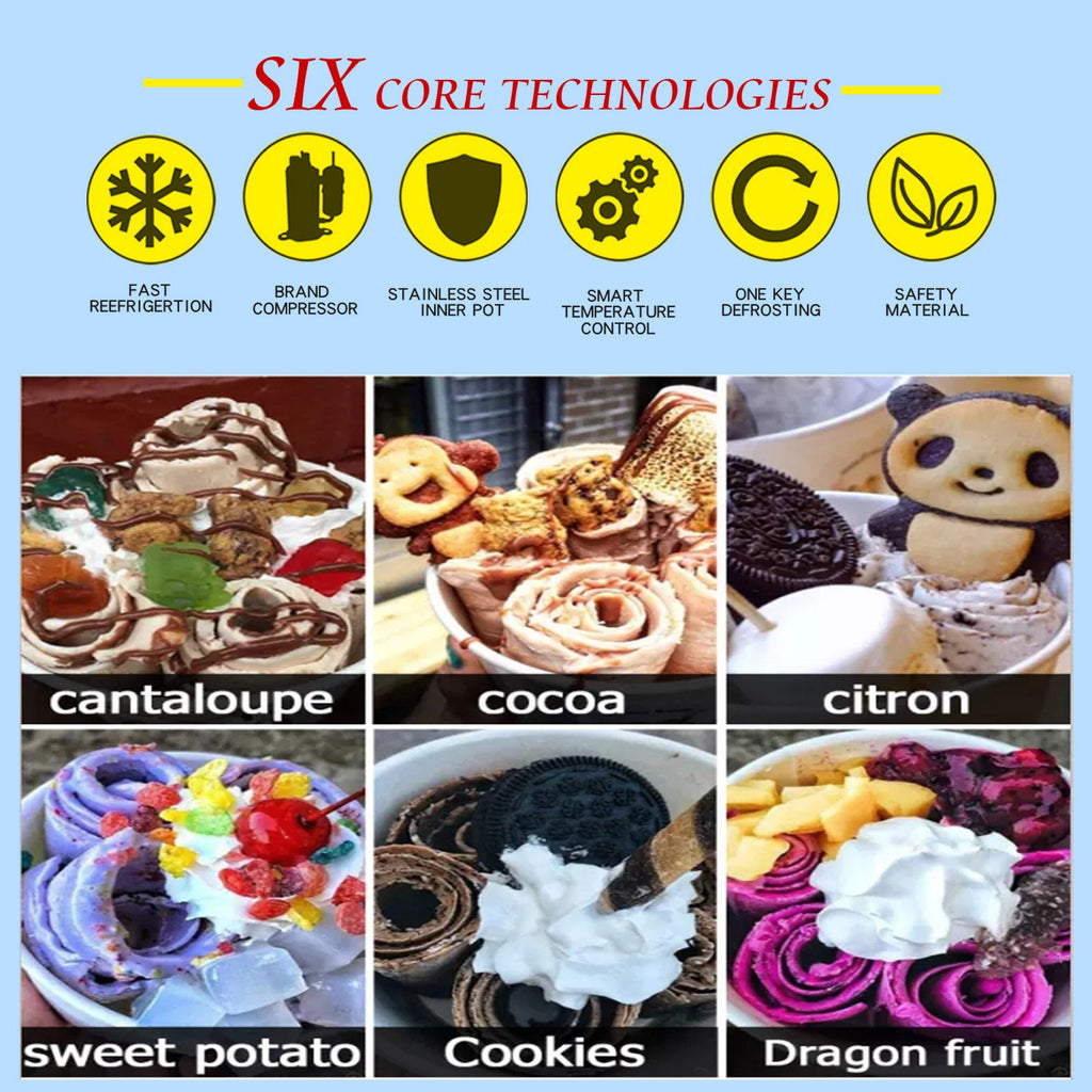 ETL certificated 21x21inches(52x52cm) single square ice pan Thai stir instant frozen yogurt fried fry roll ice cream machine