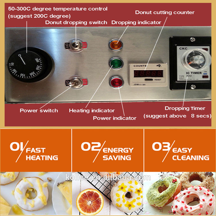 Donuts Making Machine/Donut Maker 450-800 pcs/Hour, with 3 Molds, Timer Control
