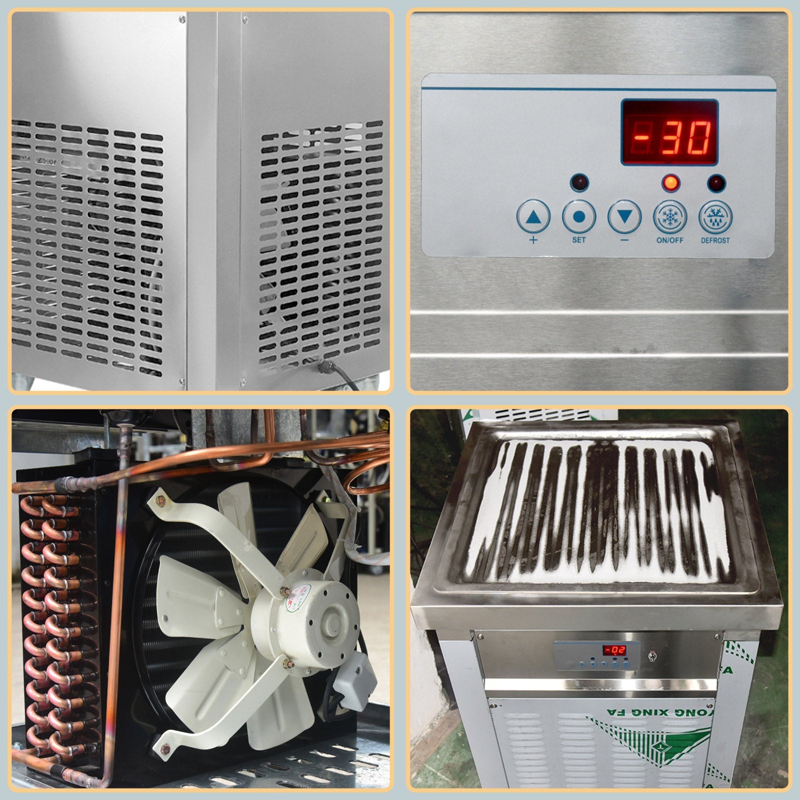 ETL certificated 21x21inches(52x52cm) single square ice pan Thai stir instant frozen yogurt fried fry roll ice cream machine