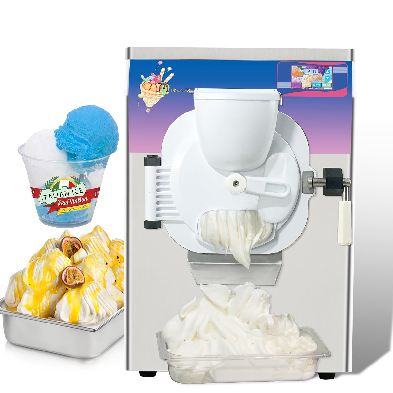 ICM-28 ETL Certificate Heavy Duty countertop Gelato hard ice Cream Machine italian water Street Food Machine 9-11 gal per hour