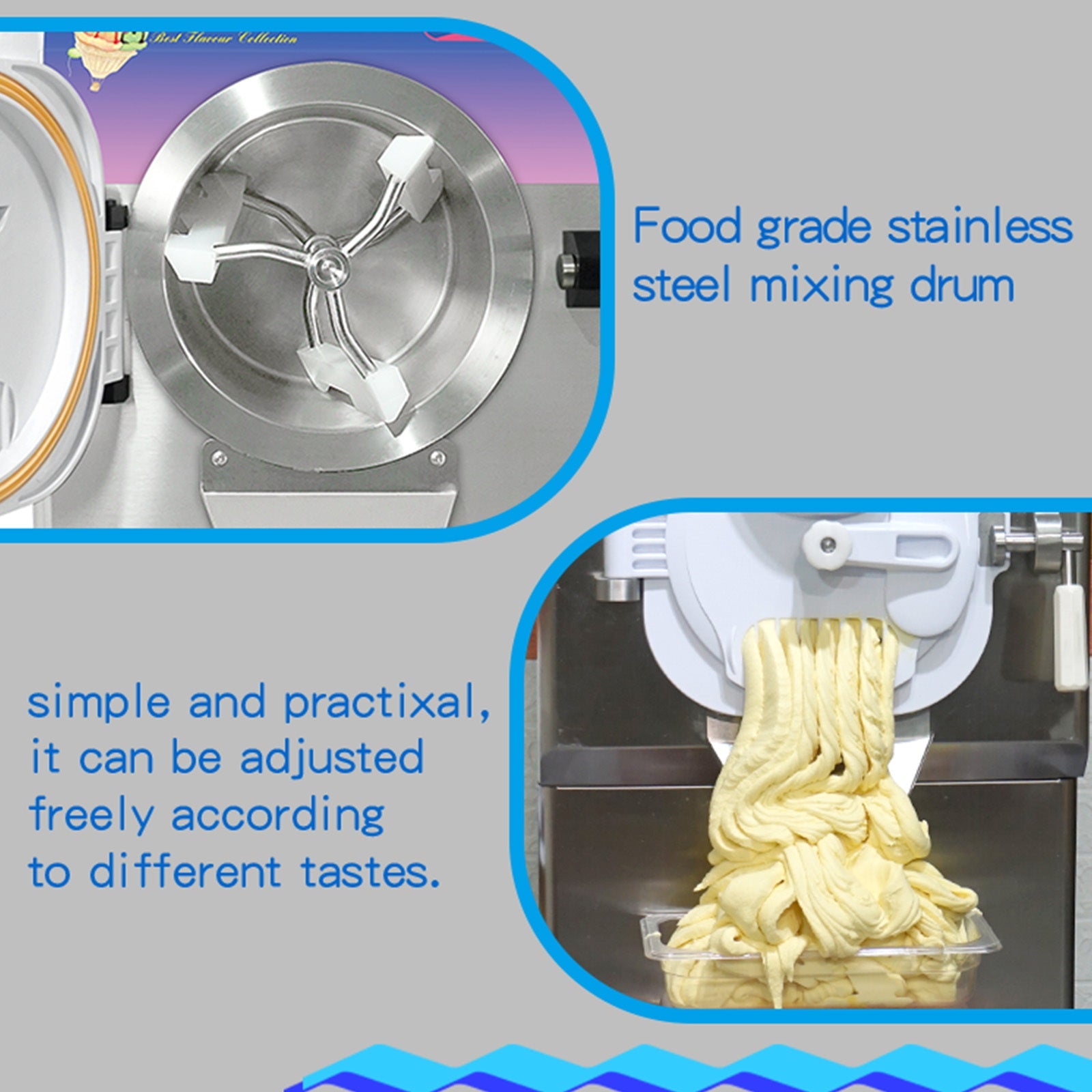 ICM-28 ETL Certificate Heavy Duty countertop Gelato hard ice Cream Machine italian water Street Food Machine 9-11 gal per hour